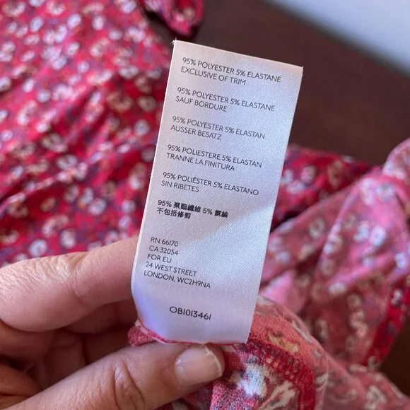 Free People Red Say Hello Floral Mini Dress SZ M Modern Boho - Picture 12 of 14